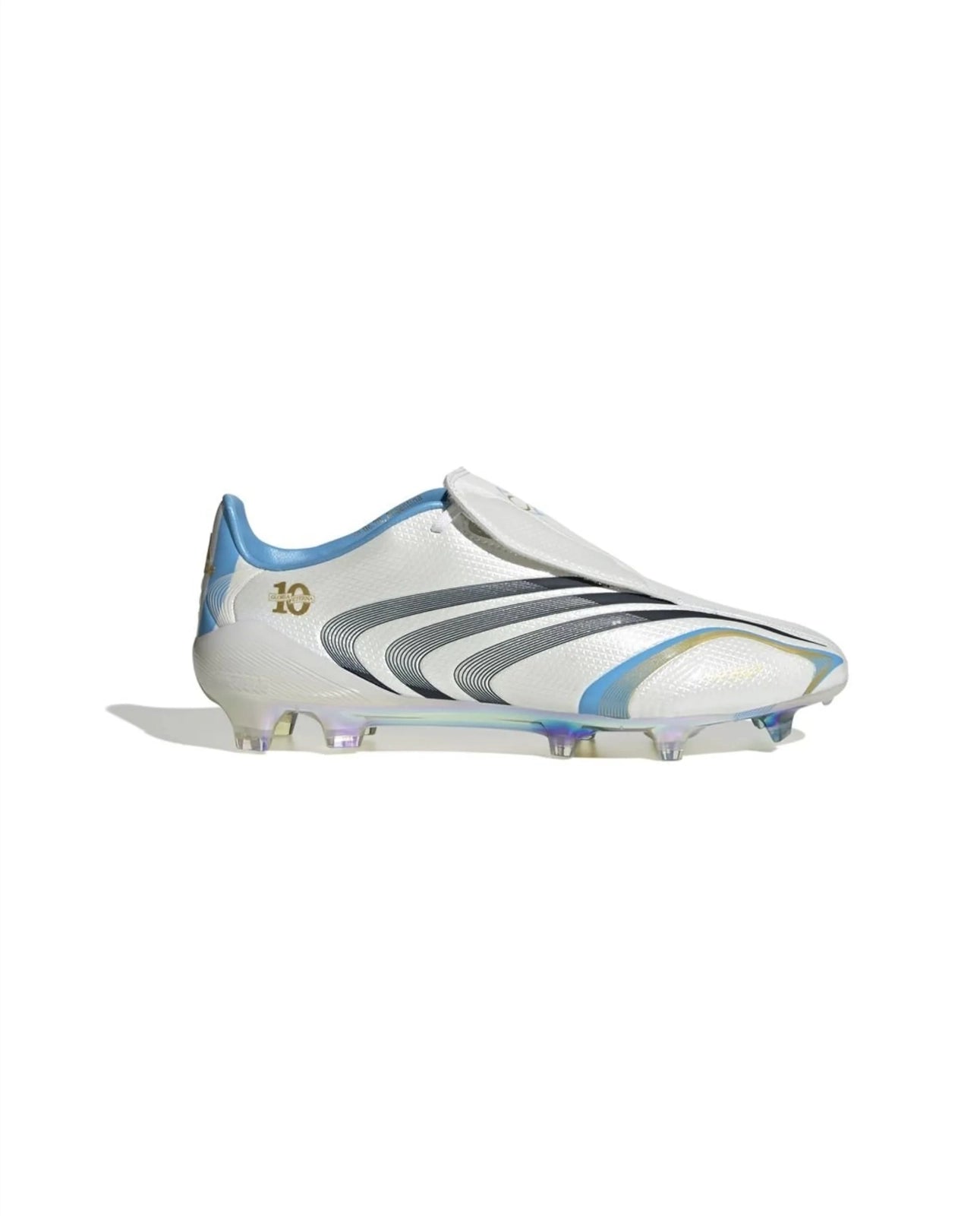 F50 Elite Tunit Messi White Blue Grey FG Football Cleats | The