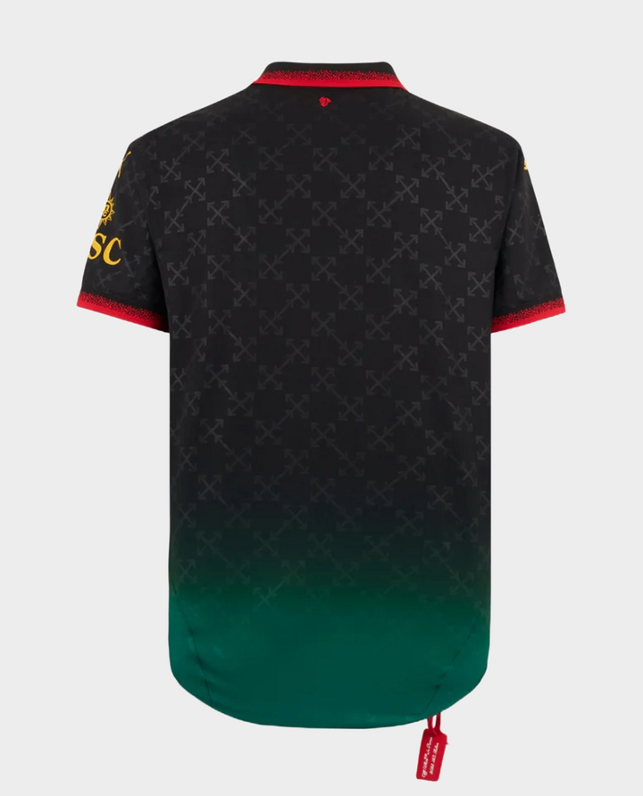 Back view of AC Milan Off White Jersey 2024 featuring a gradient design and bold embroidery