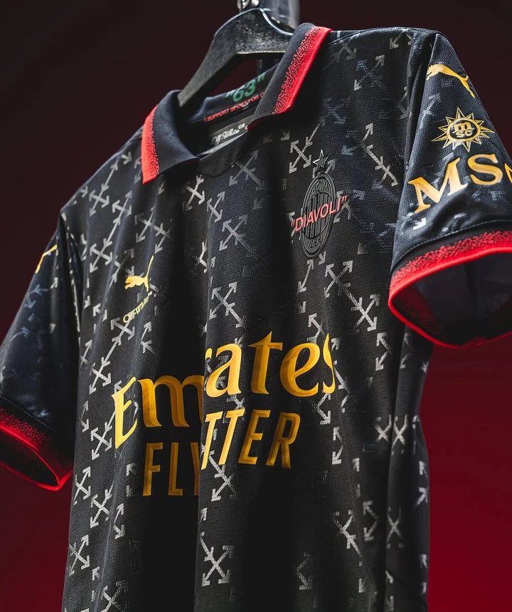 AC Milan Off White Jersey 2024 featuring a unique design and vibrant colors from The Dribble Store