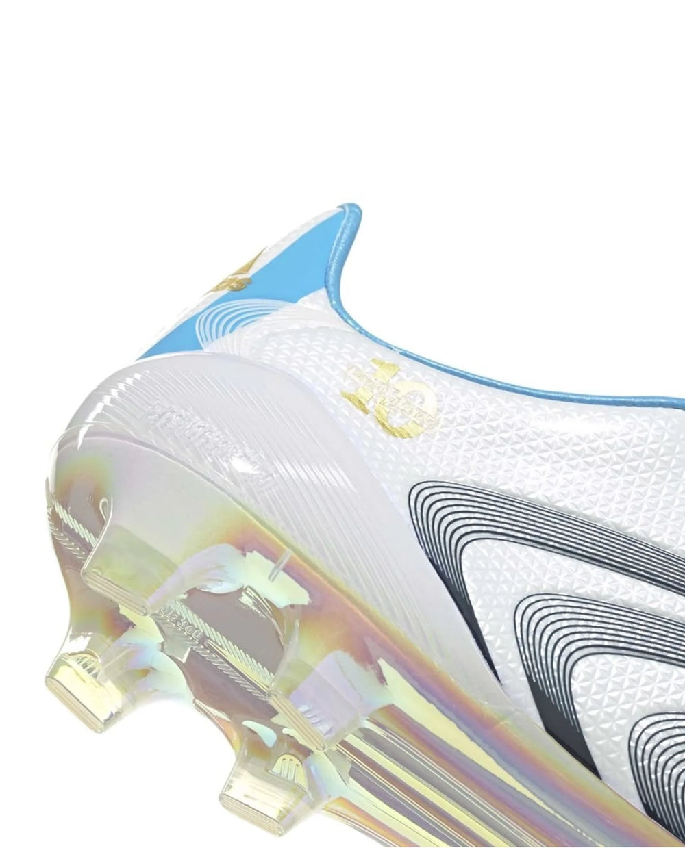 F50 Elite Tunit Messi White Blue Grey FG Football Cleats | The