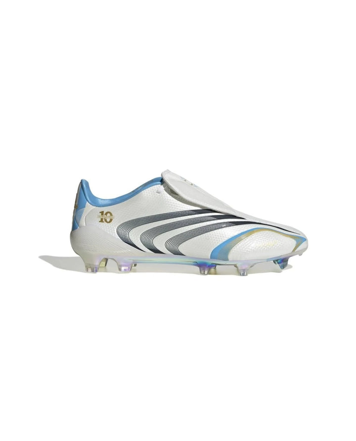 F50 Elite Tunit Messi White Blue Grey FG Football Cleats | The
