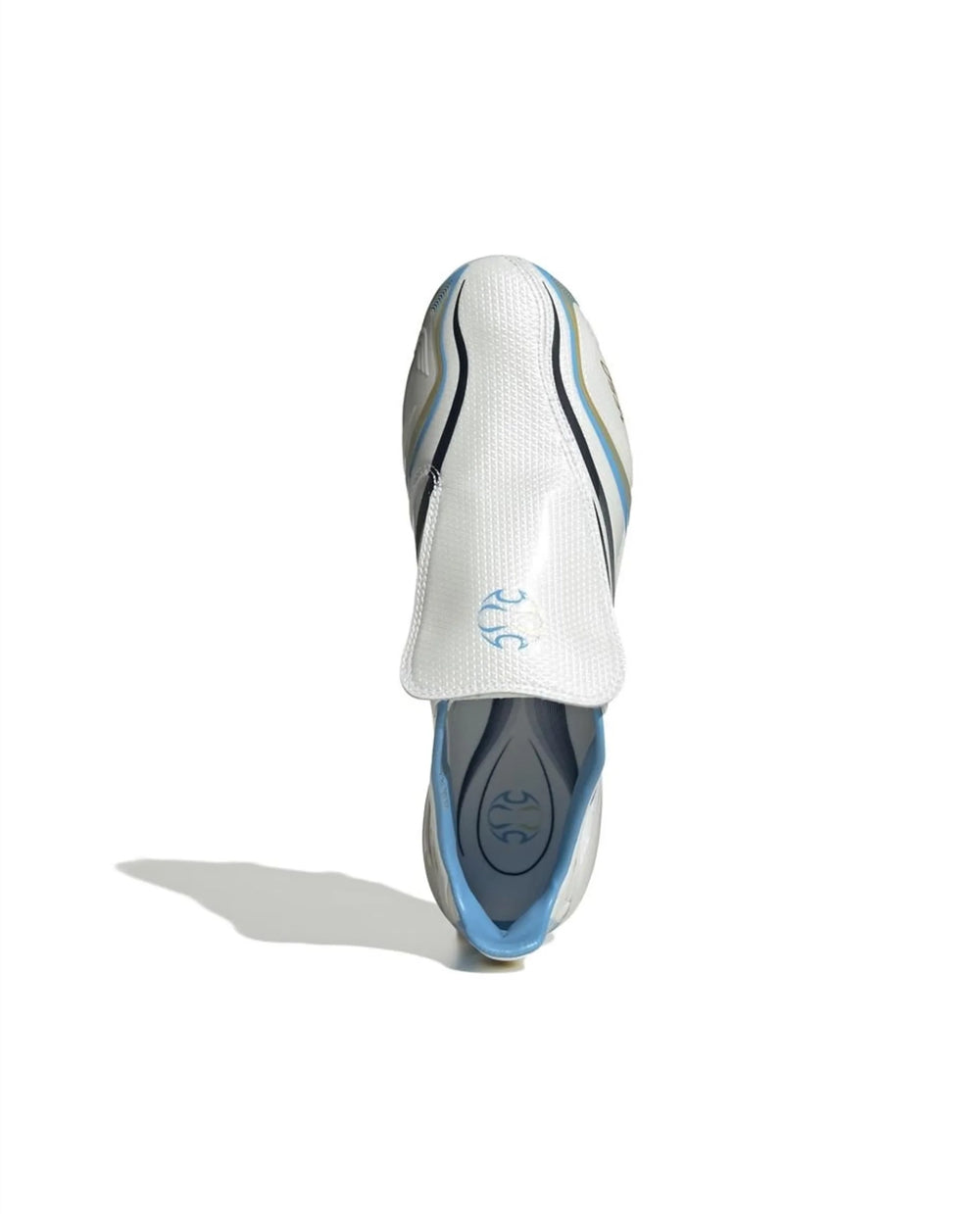 F50 Elite Tunit Messi White Blue Grey FG Football Cleats | The