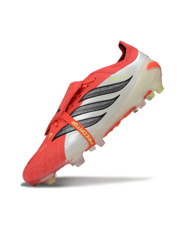Predator 26 Elite Red Coral White Fold over FG Football Cleats