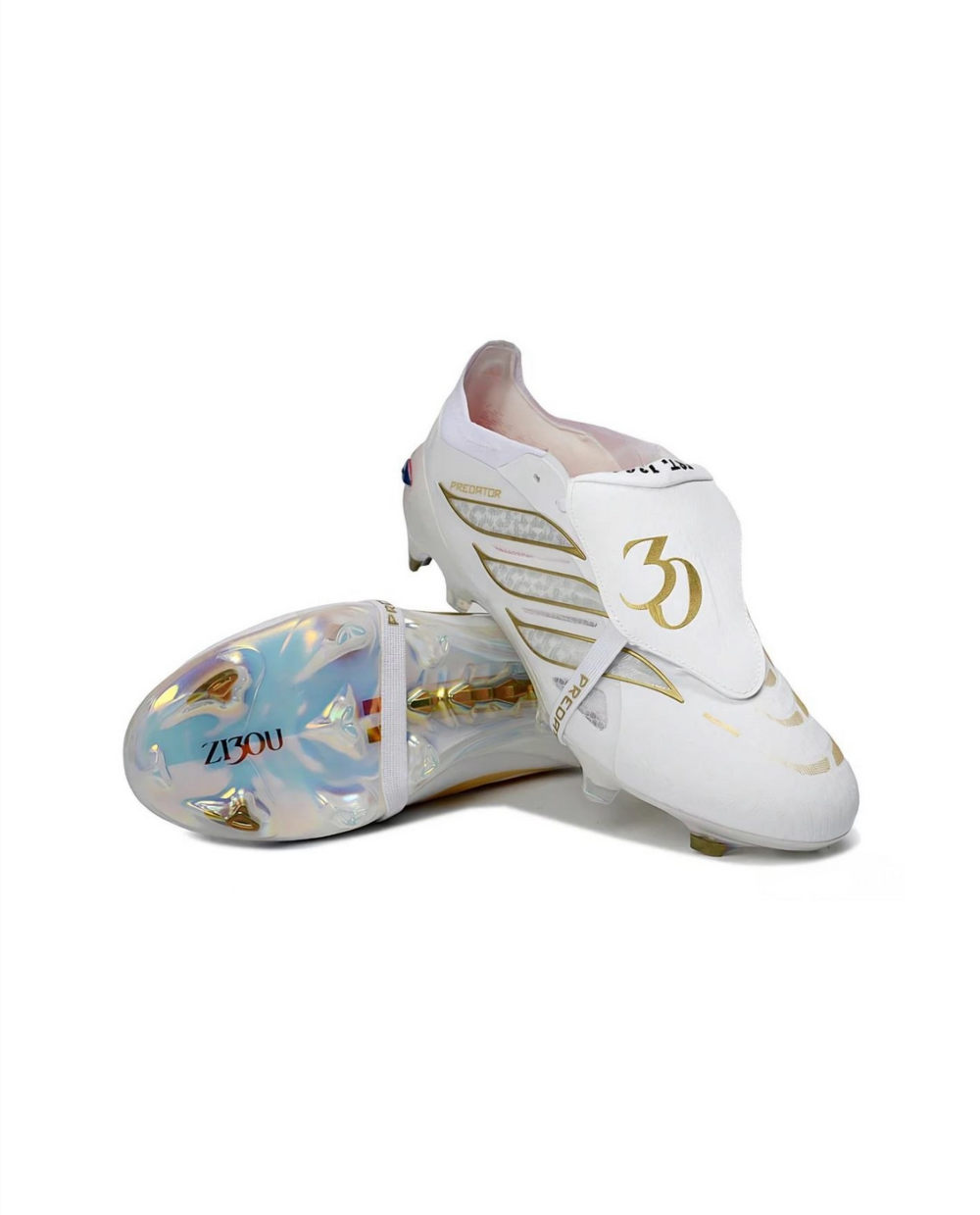 Predator 26 Elite White Gold Fold over FG Football Cleats