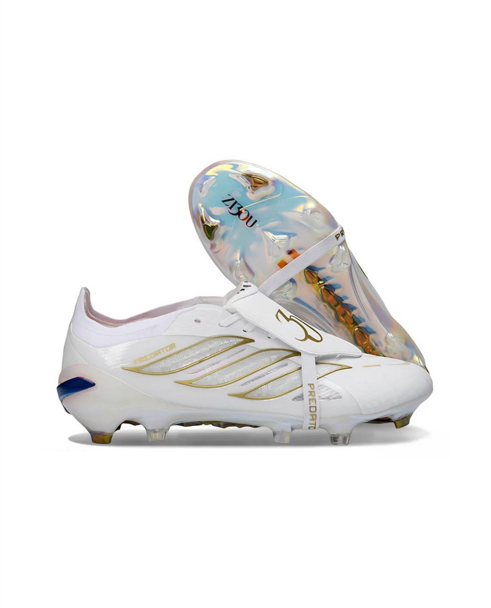 Predator 26 Elite White Gold Fold over FG Football Cleats