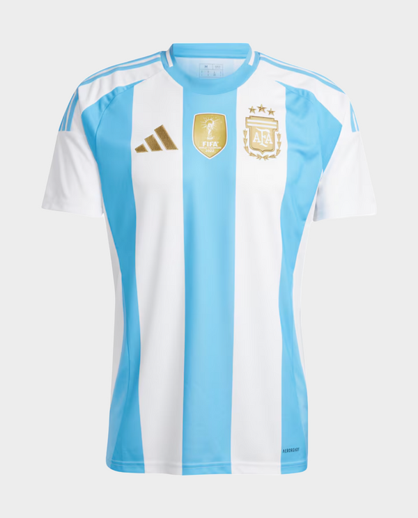 Argentina Copa Home Jersey 2024-25 featuring blue and white stripes with FIFA and AFA logos
