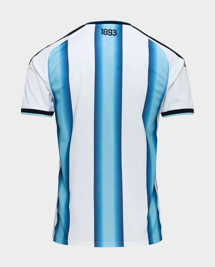 Argentina home jersey 2025 26 featuring bold blue stripes and modern design from The Dribble Store