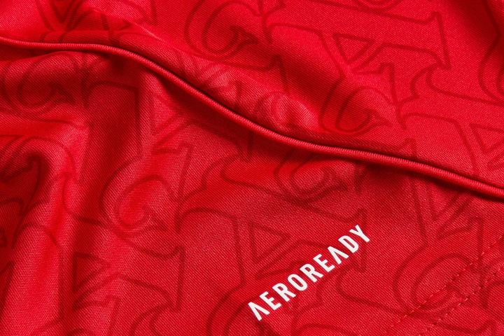 2025-26 Arsenal player version kit in vibrant red with AEROREADY technology for moisture management