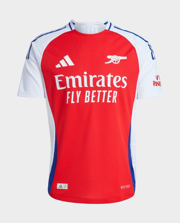 Arsenal home jersey 2024 player version featuring vibrant red and white colors with sponsor logo