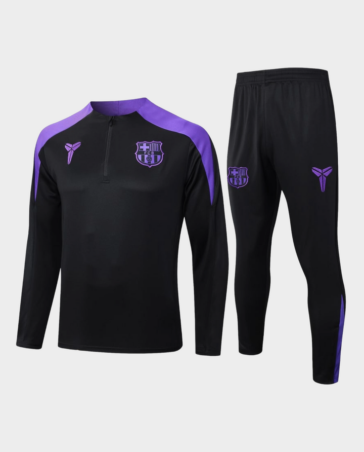 The Dribble Store Barcelona Kobe Bryant training suit 2025 featuring a black and purple design with logo details