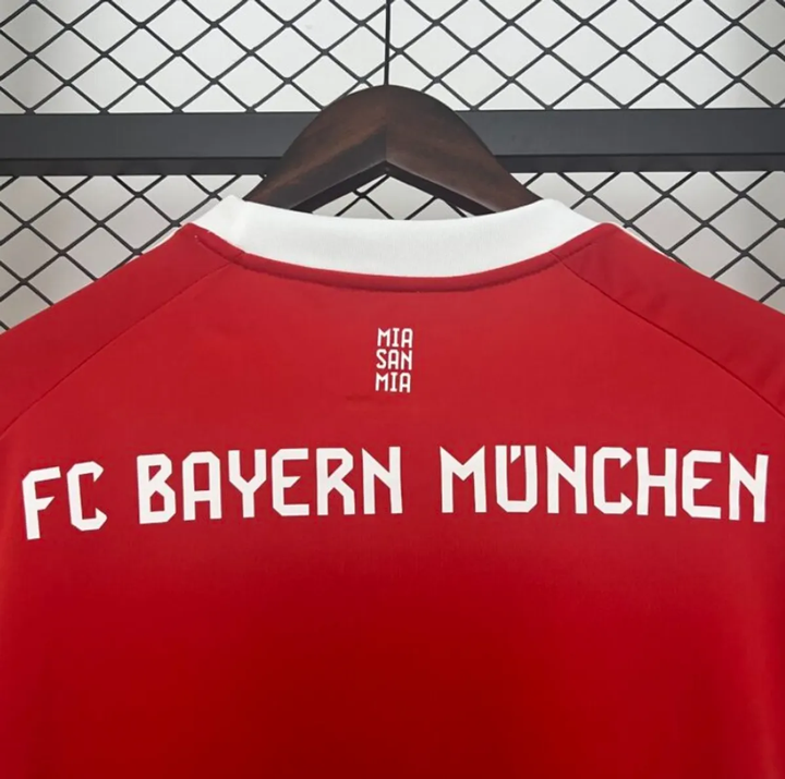Bayern Munich 2025-26 home jersey featuring bold FC Bayern München lettering on the back
