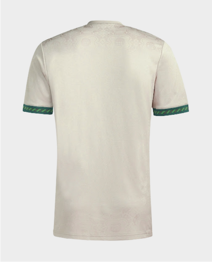 Back view of Bayern Munich Oktoberfest jersey 2025-26 with decorative green accents on sleeves