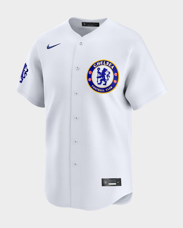 The Dribble Store Chelsea baseball shirt special edition in white with club logo and stylish design