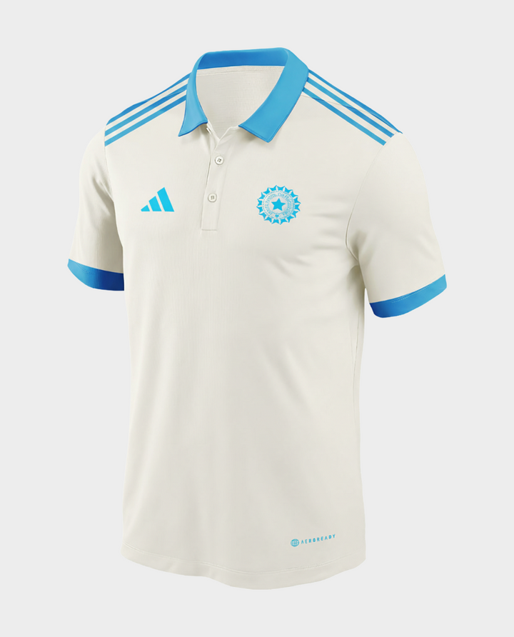 India Cricket Polo 2026: White & Blue Jersey | Dribble Store – The