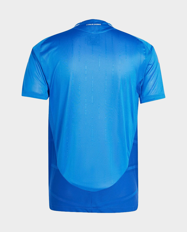 Back view of the Italy fan jersey 2024 in vibrant blue for soccer enthusiasts