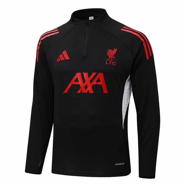 The Dribble Store Liverpool training suit 2025-26 with black design and red accents for comfortable performance