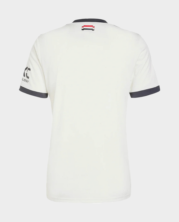 Manchester United Third Jersey 2024 featuring a minimalist design in white with black accents