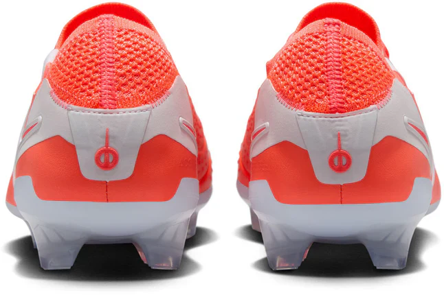 Rear view of Nike Tiempo Legend 10 Elite FG soccer cleats in bright orange and white from The Dribble Store