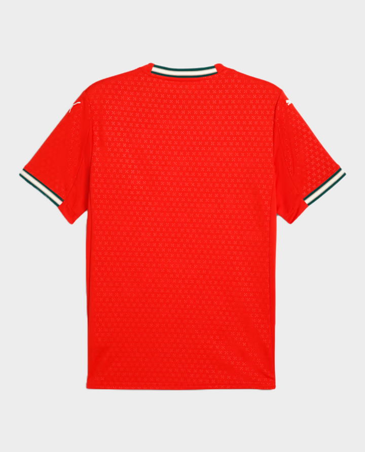 Back view of the Portugal home jersey 2025-26 Player Version in vibrant red with patterned texture