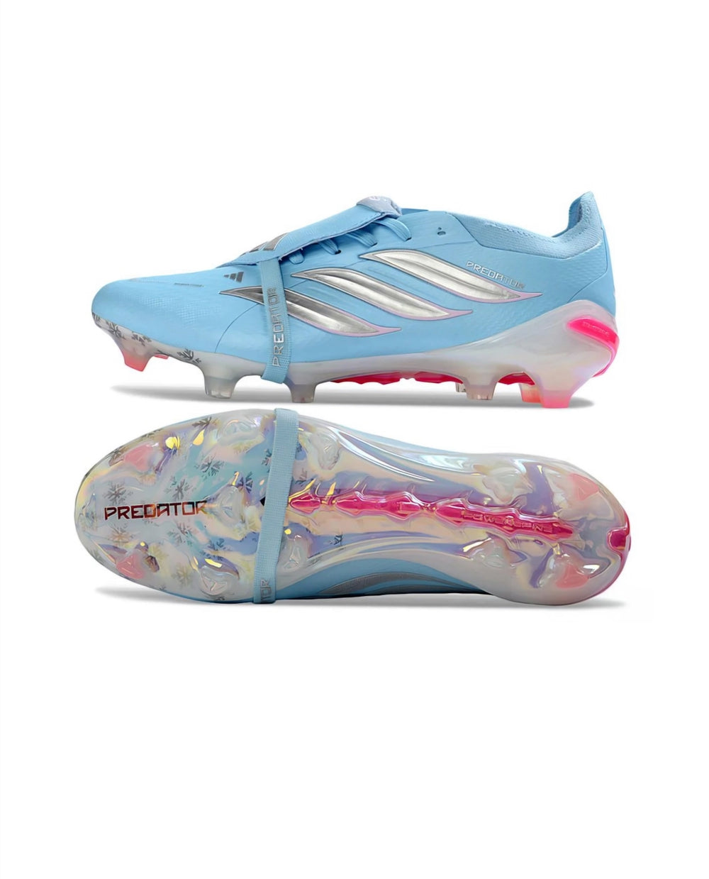 adidas Predator スパイクシューズ ホワイト/ピンク/ブルー Predator 26 Elite Sky Blue Pink Fold over FG Football Cleats
