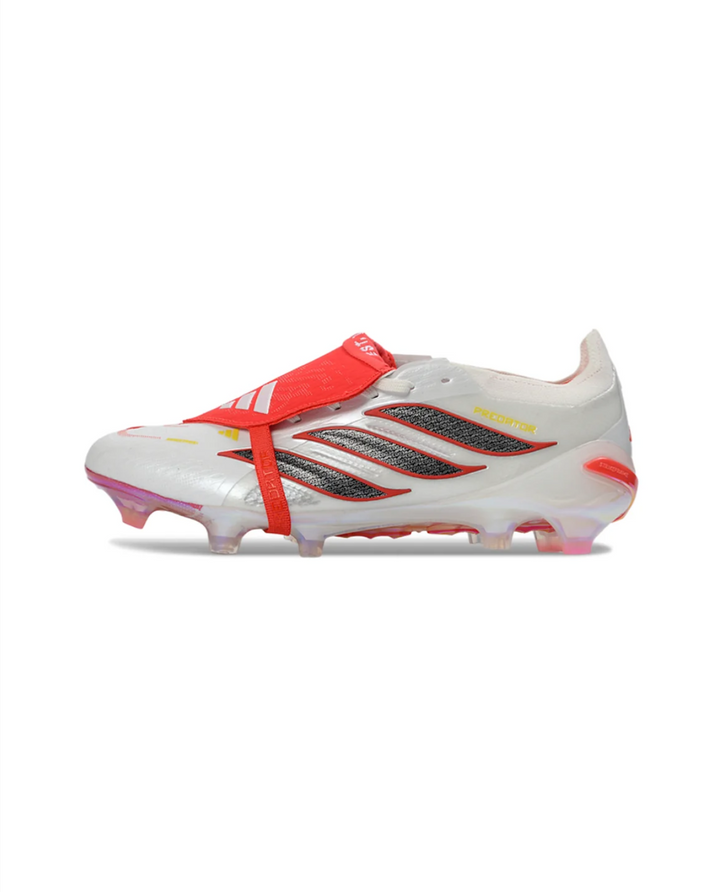 Predator 26 Elite White Red Black Fold over FG Football Cleats