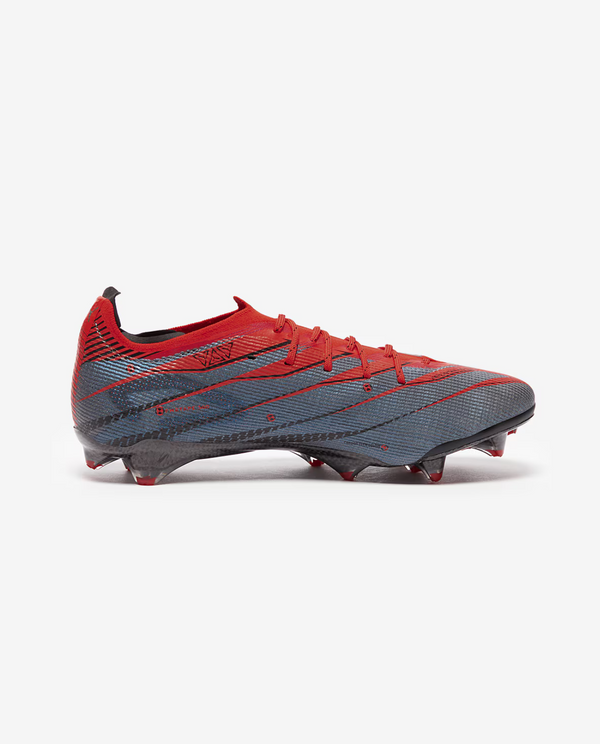 Puma ultra FG soccer shoes with laces in red and black football stud from The Dribble Store